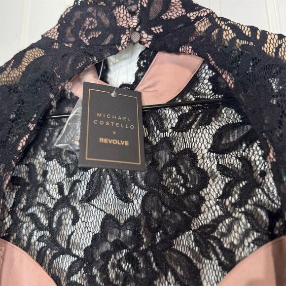 Lace Bodycon Mini Dress Black Nude L NWT Goth Glam - Picture 6 of 9